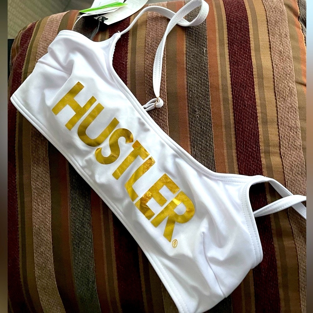 👙 HUSTLER- Gold and White bikini Bralette NWT👙